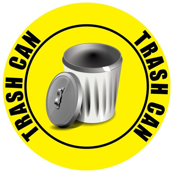 5S Supplies Trash Can 12in Diameter Non Slip Floor Sign FS-TRASHCN-12